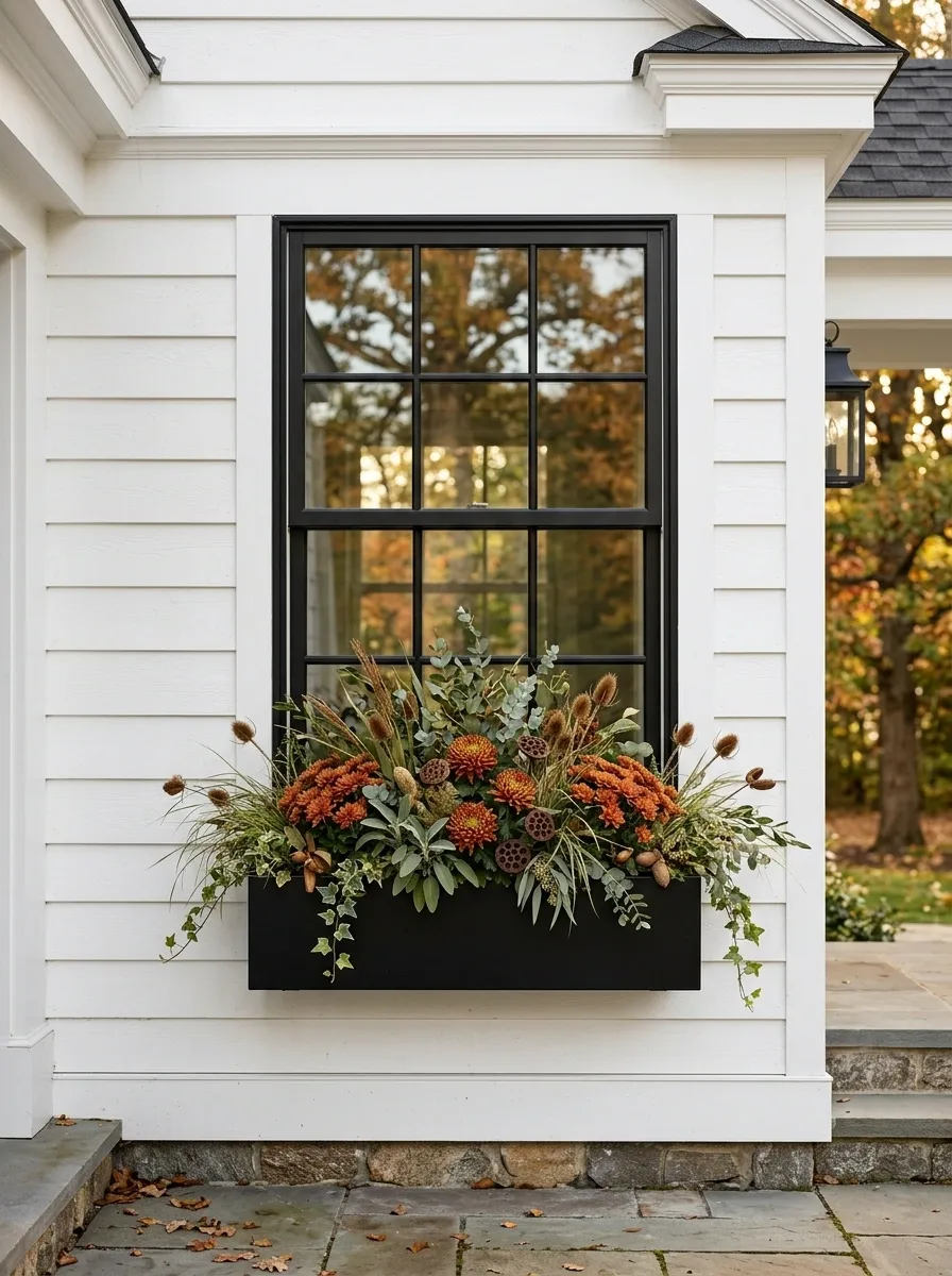 Black-and-White House With Controlled Autumn Color