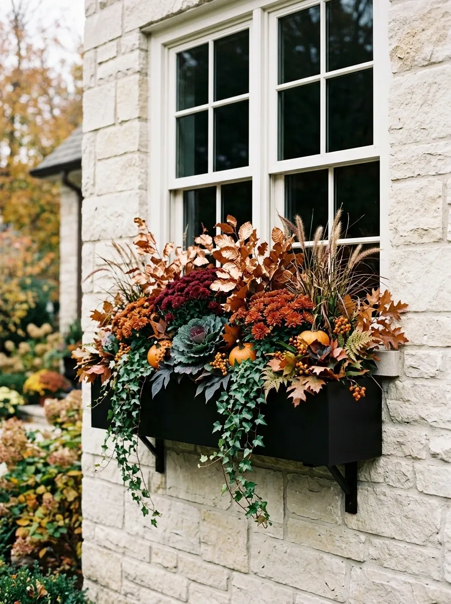 Black Box With Copper and Burgundy Planting