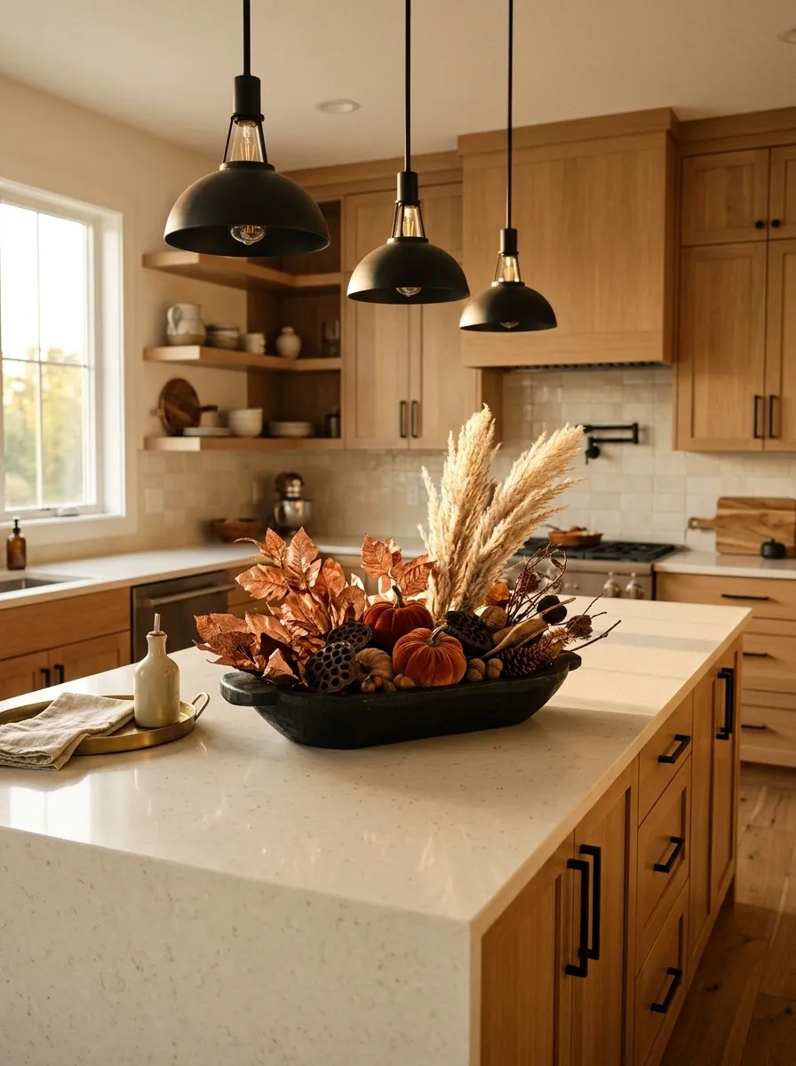 Black Dough Bowl With Copper Autumn Tones