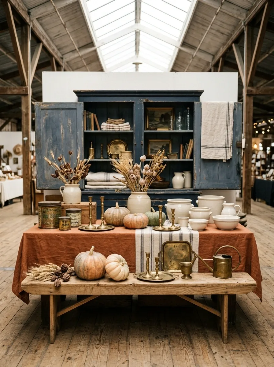 Blue-and-Rust Antique Booth