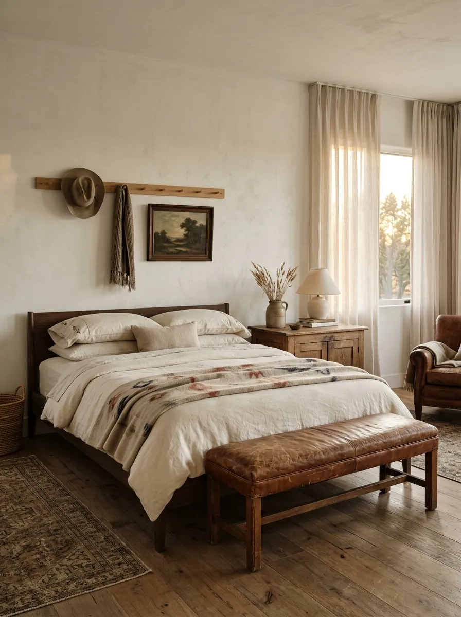 Bring Vintage Western Character Into the Bedroom With Layered Textiles