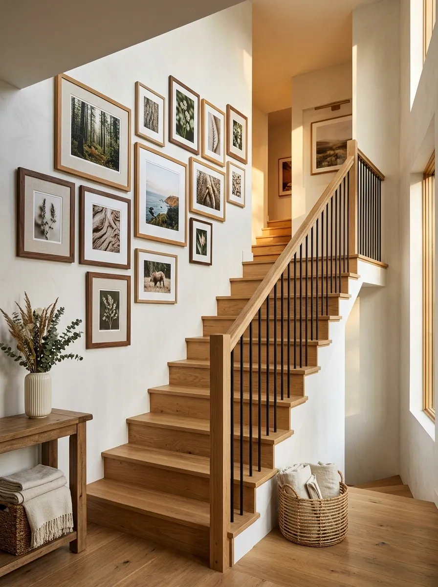 Bring Warmth to the Stairway With Wood Framed Art