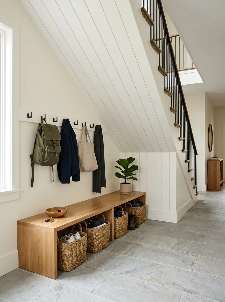 Build a Backpack Station Under a Staircase