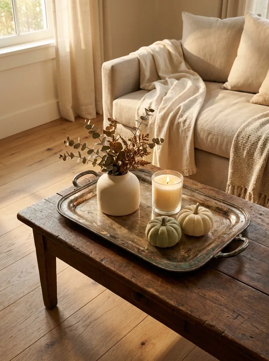 Build a Coffee Table Centerpiece Around a Tarnished Silver Tray