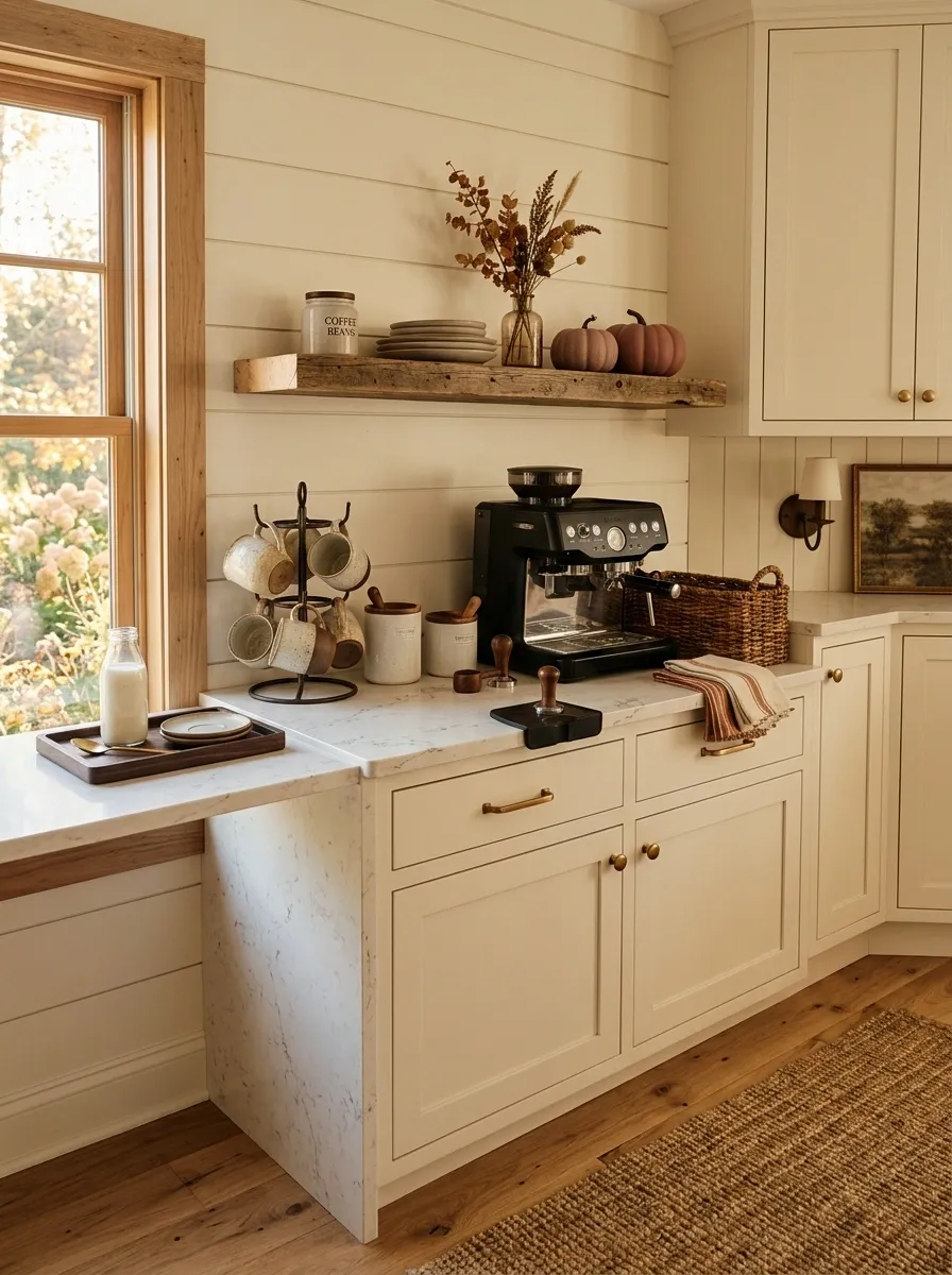 Build a Farmhouse Fall Coffee Bar With Practical Pieces