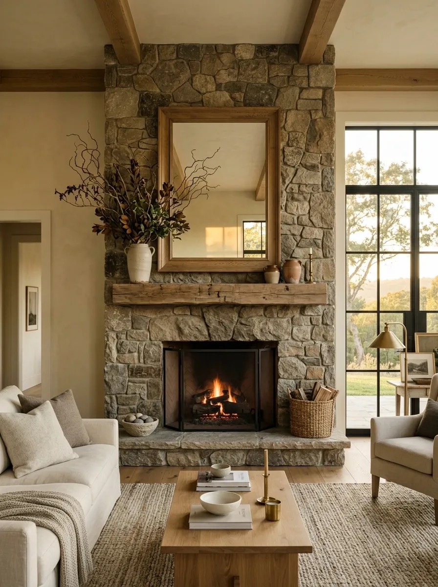Build a Farmhouse Focal Point Around the Fireplace