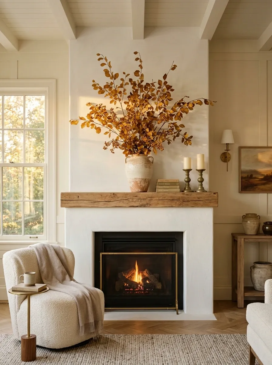 Build the Mantel Around One Oversized Autumn Focal Point