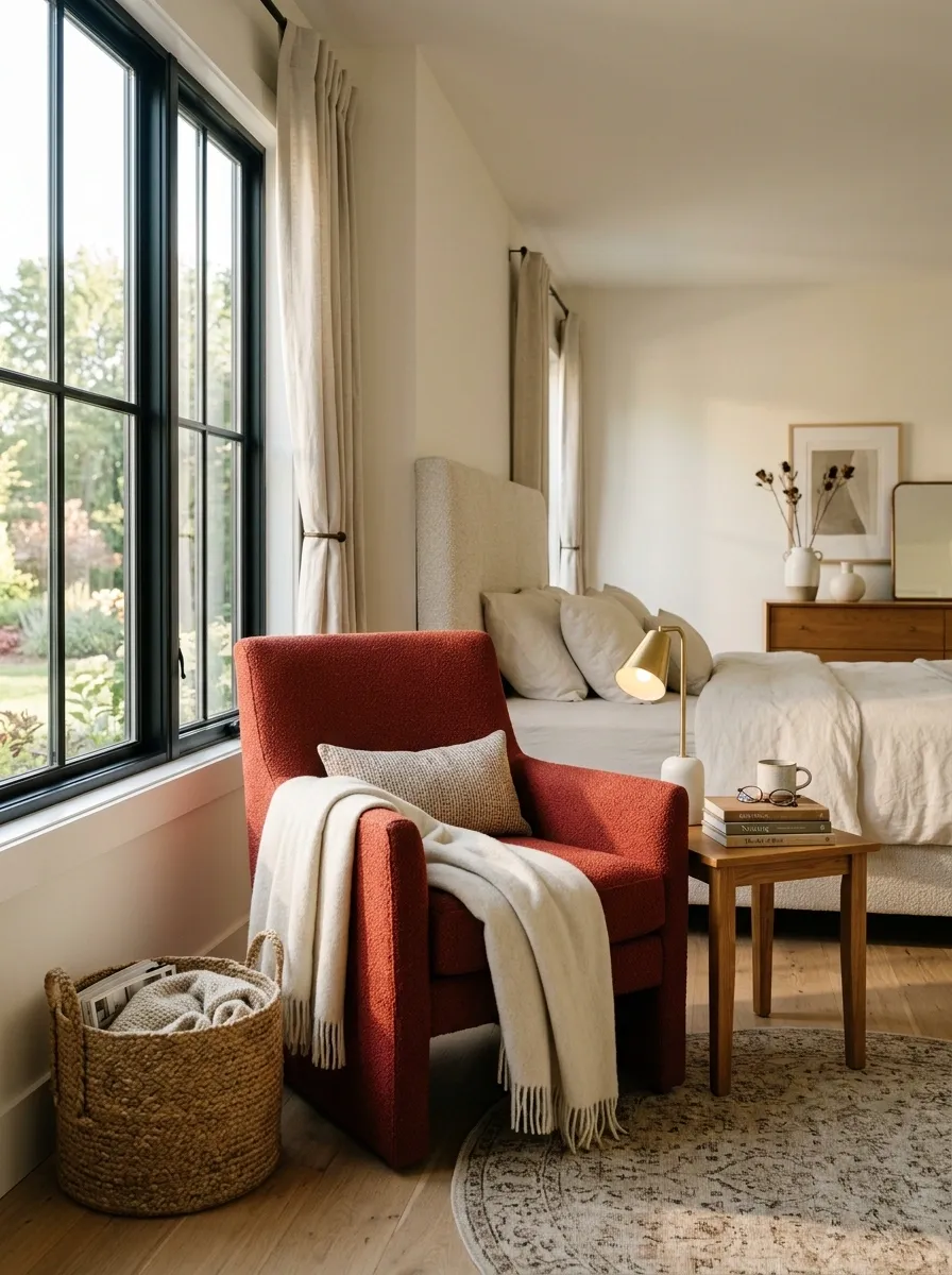 Build the Room Around a Brick Red Accent Chair