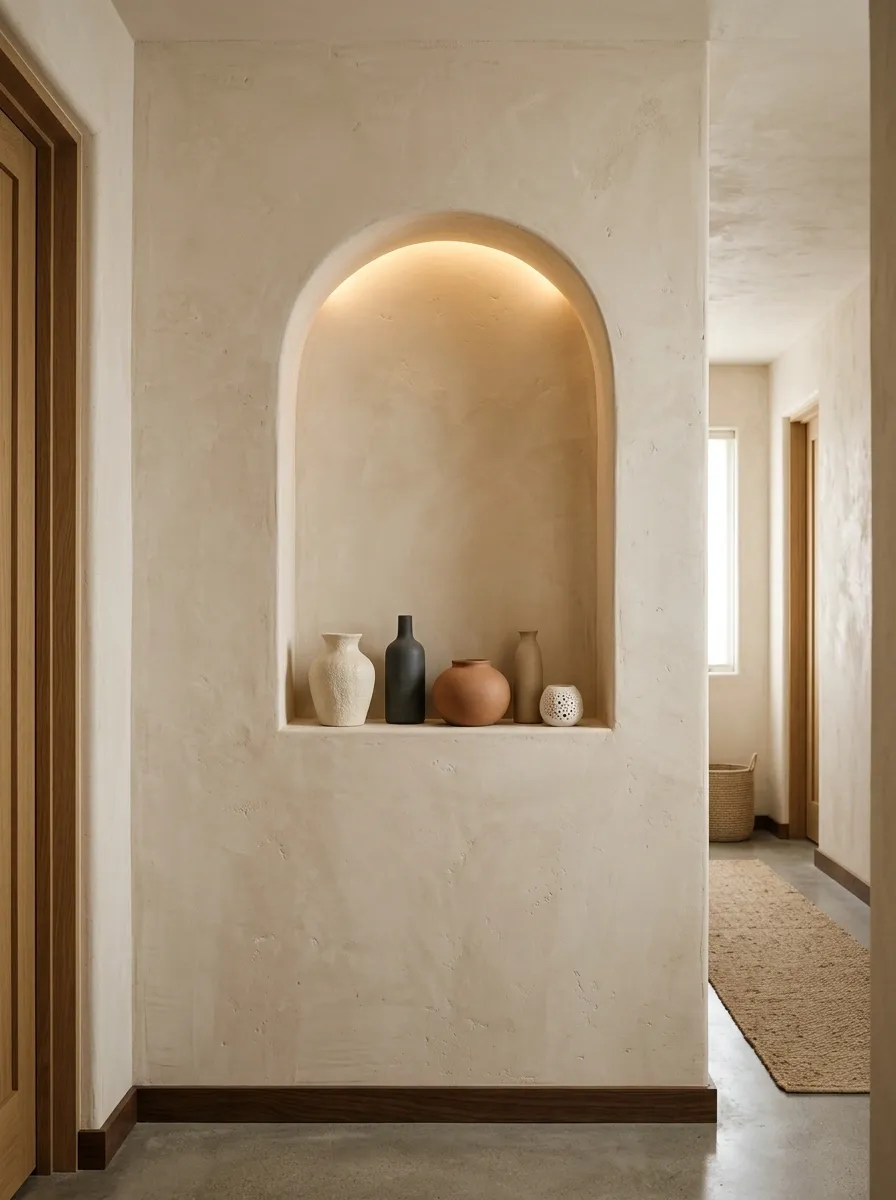 Built-In Niche With Soft Lighting and Ceramic Styling