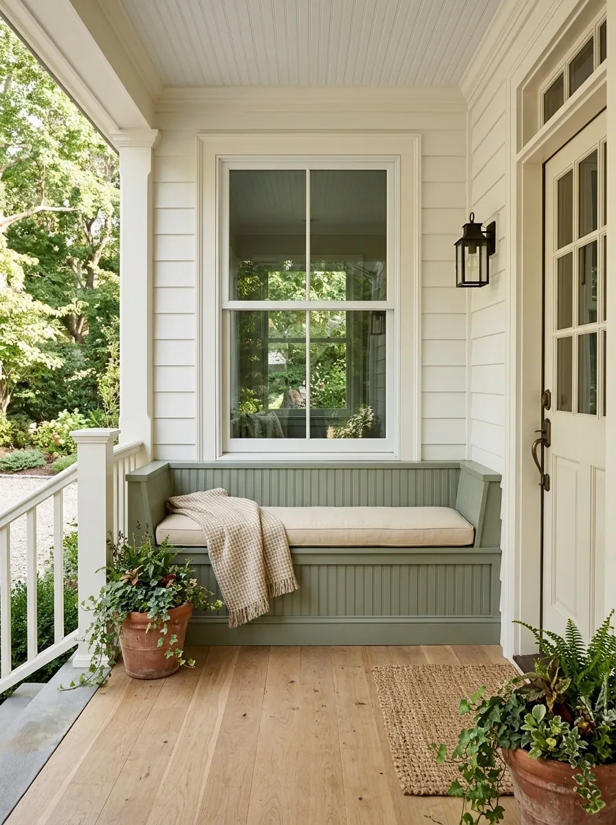 Built-In Window Bench With Layered Textiles