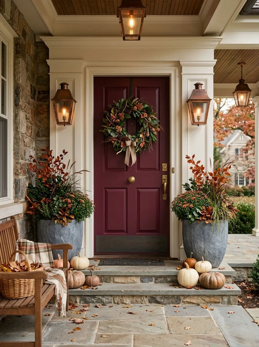 Burgundy Door With Copper, Rust, and Deep Green