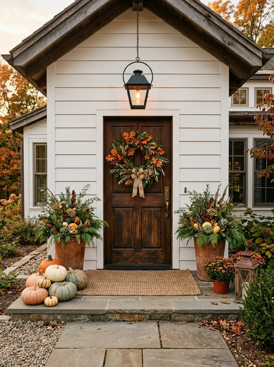 Burnt Orange, Olive, and Cedar Farmhouse Entry
