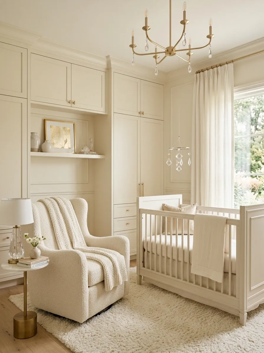 Champagne-and-Ivory Glam Nursery With Restrained Sparkle