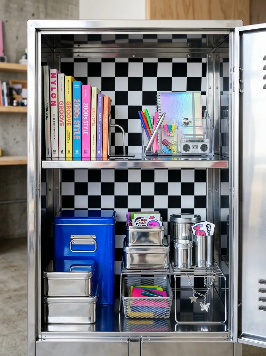 Checkerboard and Chrome Y2K Locker