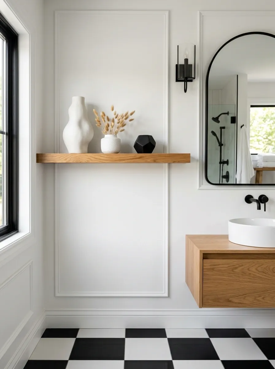 Checkerboard Bathroom With Graphic Black-and-White Styling