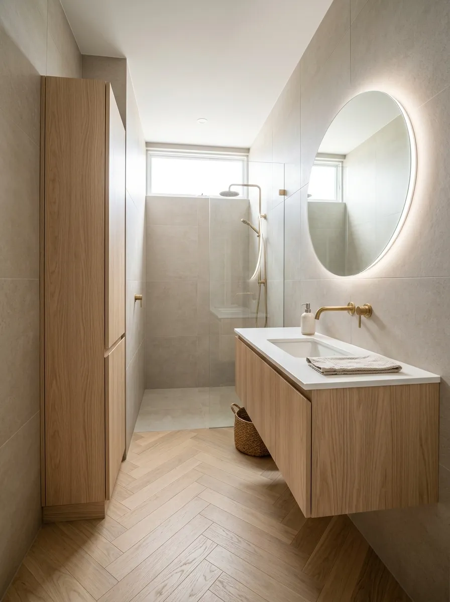 Choose a Shallow-Depth Vanity with Off-Center Plumbing