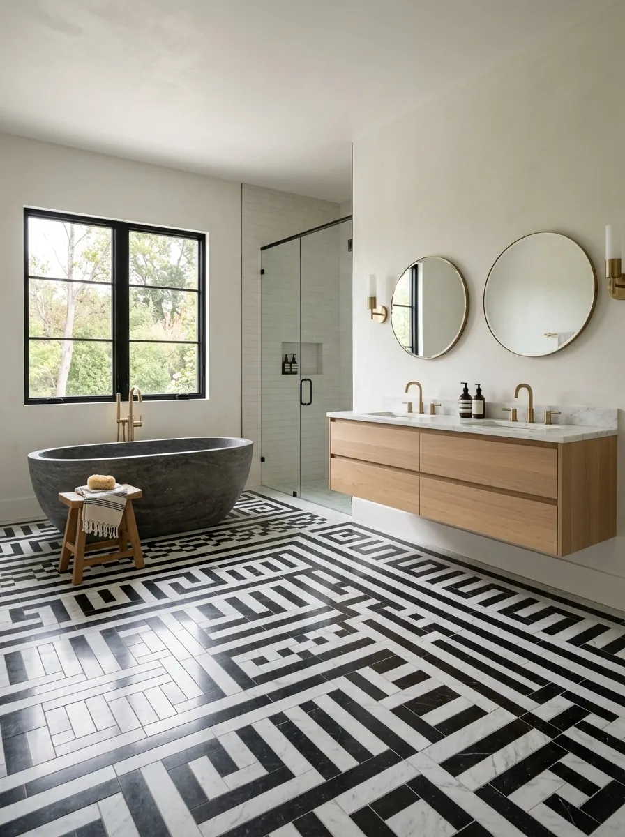 Choose a Statement Floor With a Quiet Wall Treatment