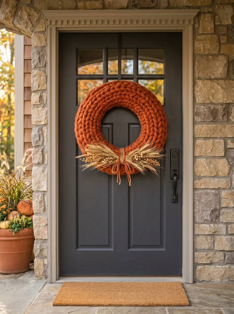 Chunky Terracotta Knit Yarn Wreaths