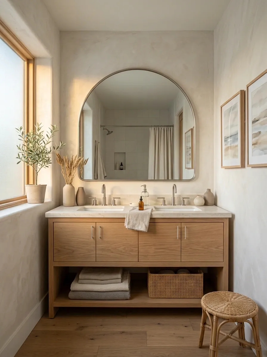 Coastal Bathroom With Textured Limewash Walls