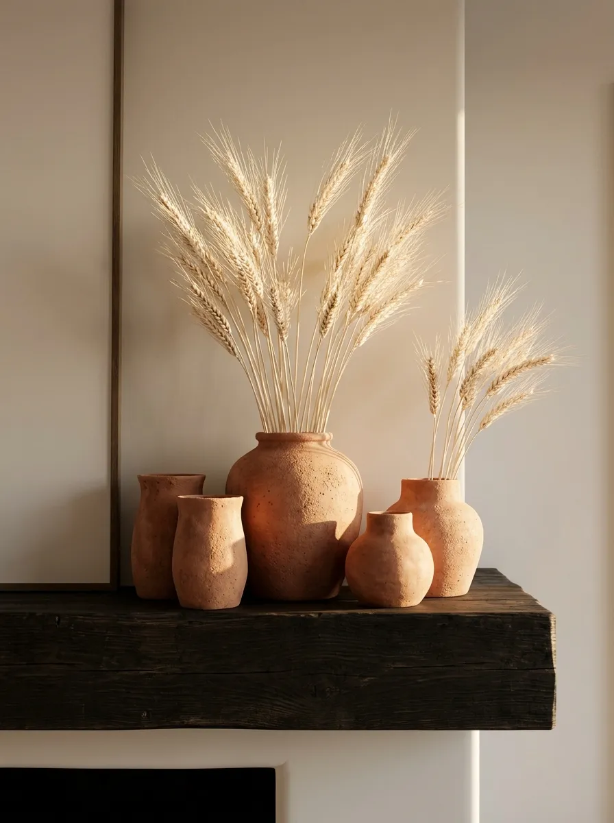Combine Terracotta Pottery with Bleached Wheat Stems