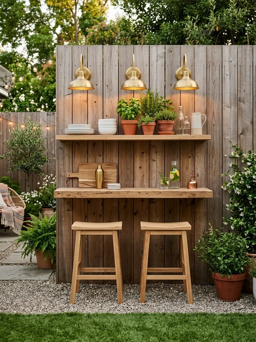 Compact Backyard Bar and Entertaining Wall