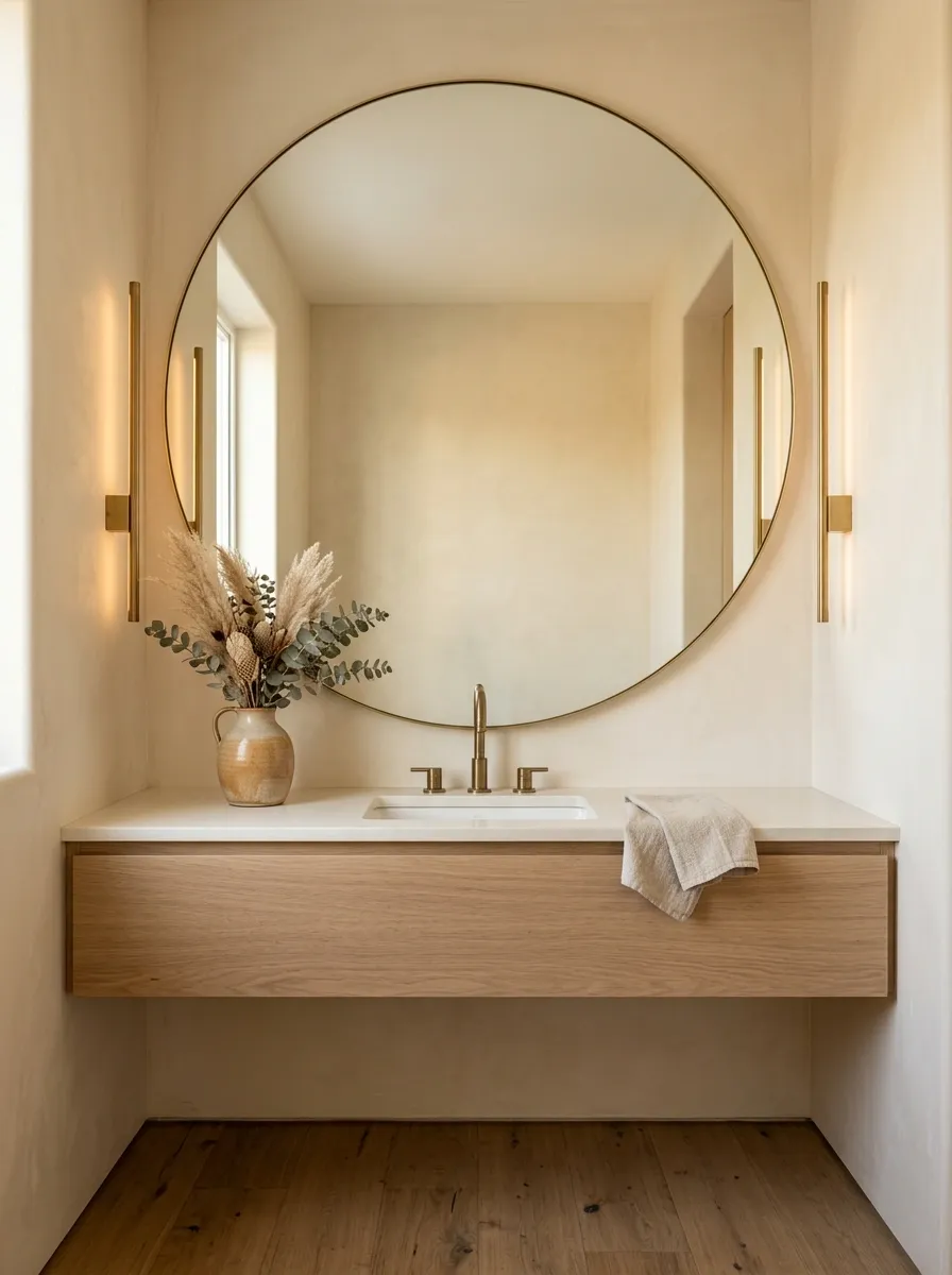 Compact Bathroom With One Oversized Mirror Moment