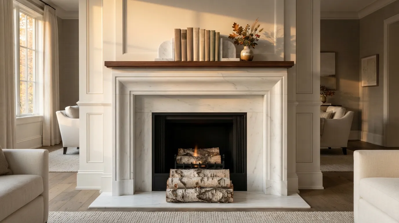 Contrast Smooth Marble Accents Against Rough Bark