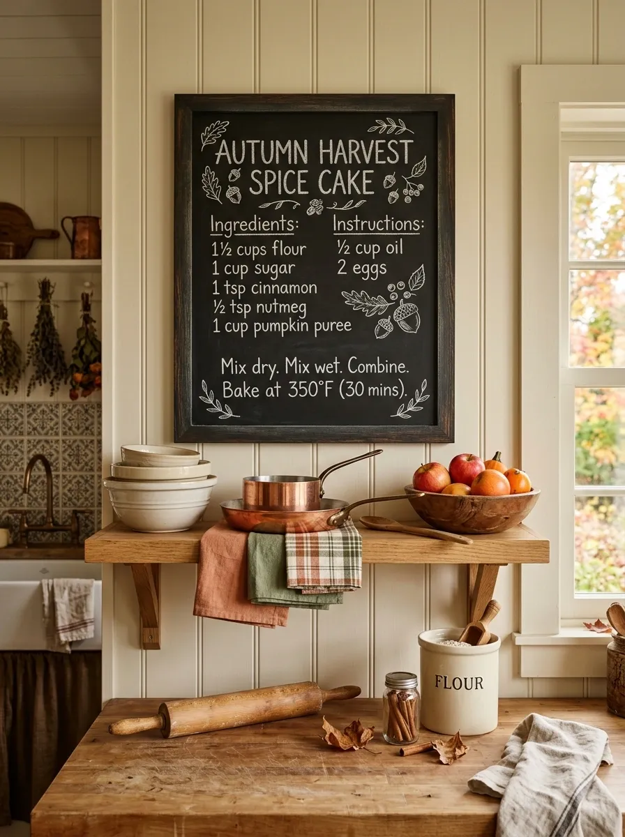 Cottage Kitchen Recipe Chalkboard