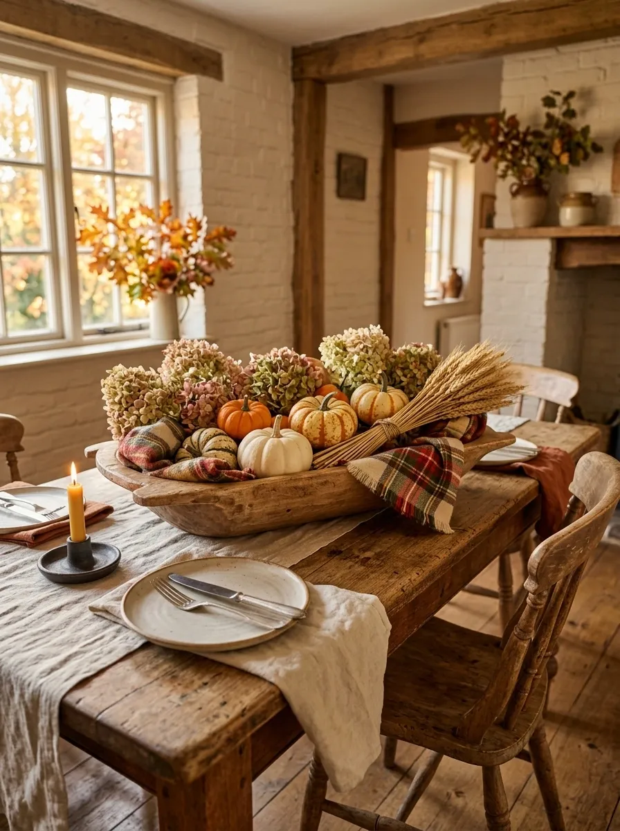 Cozy Cottage Bowl With Plaid and Fabric Texture