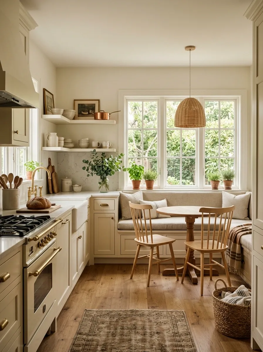 Cozy Kitchen With a Built-In Window Seat