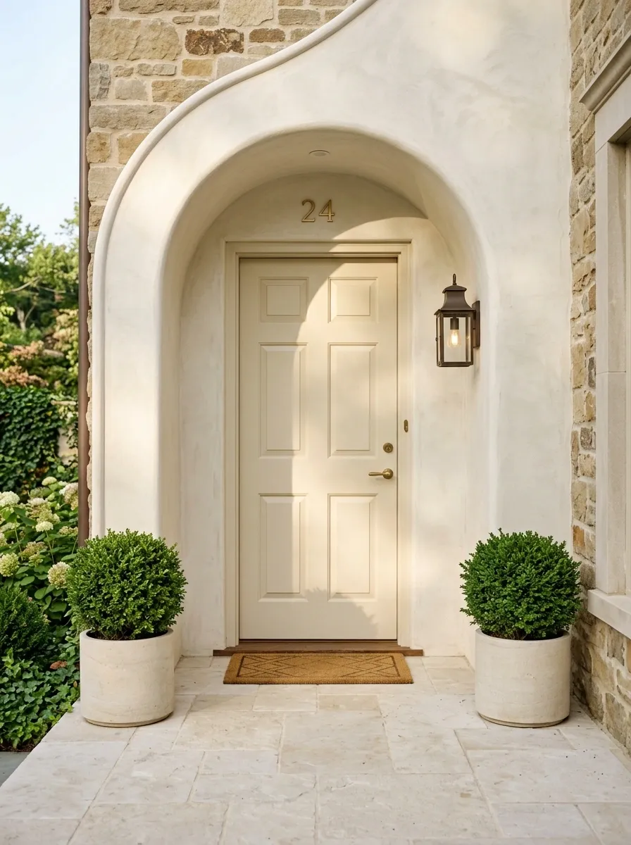 Cream Door With an Arched Surround