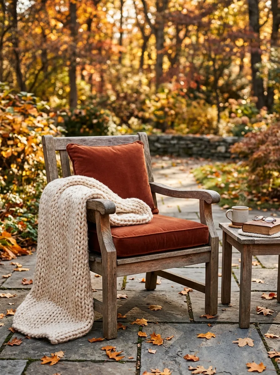 Create a Cozy Seating Spot With Rust and Cream Textiles