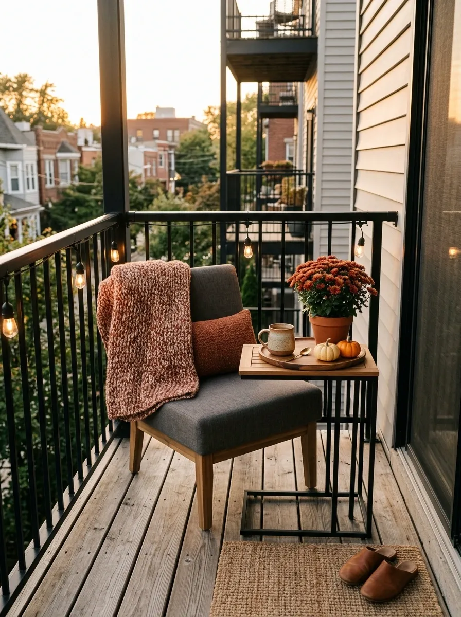 Create a Fall Coffee Corner on a Tiny Balcony