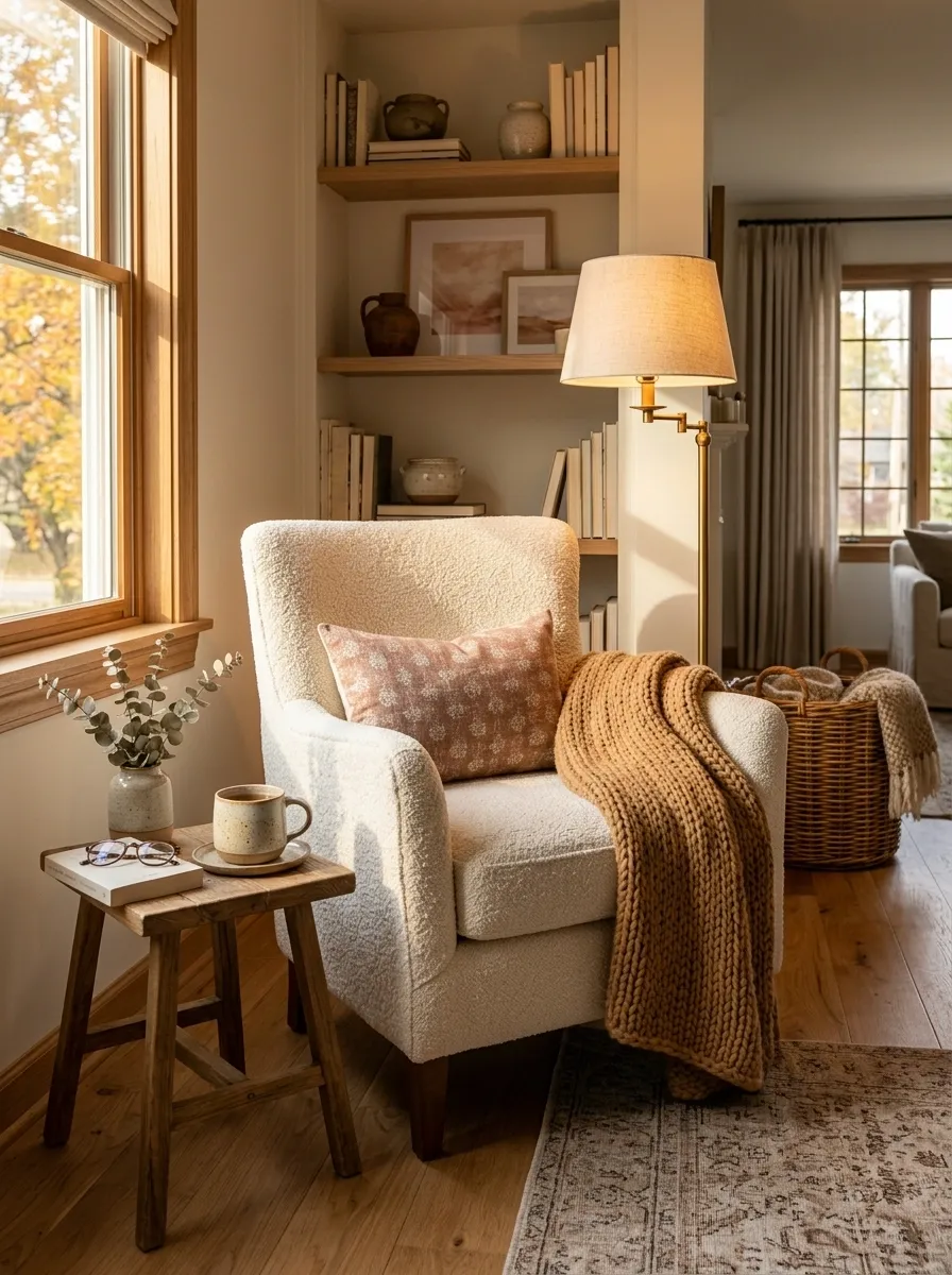 Create a Reading Corner With One Chair, One Throw, and One Lamp