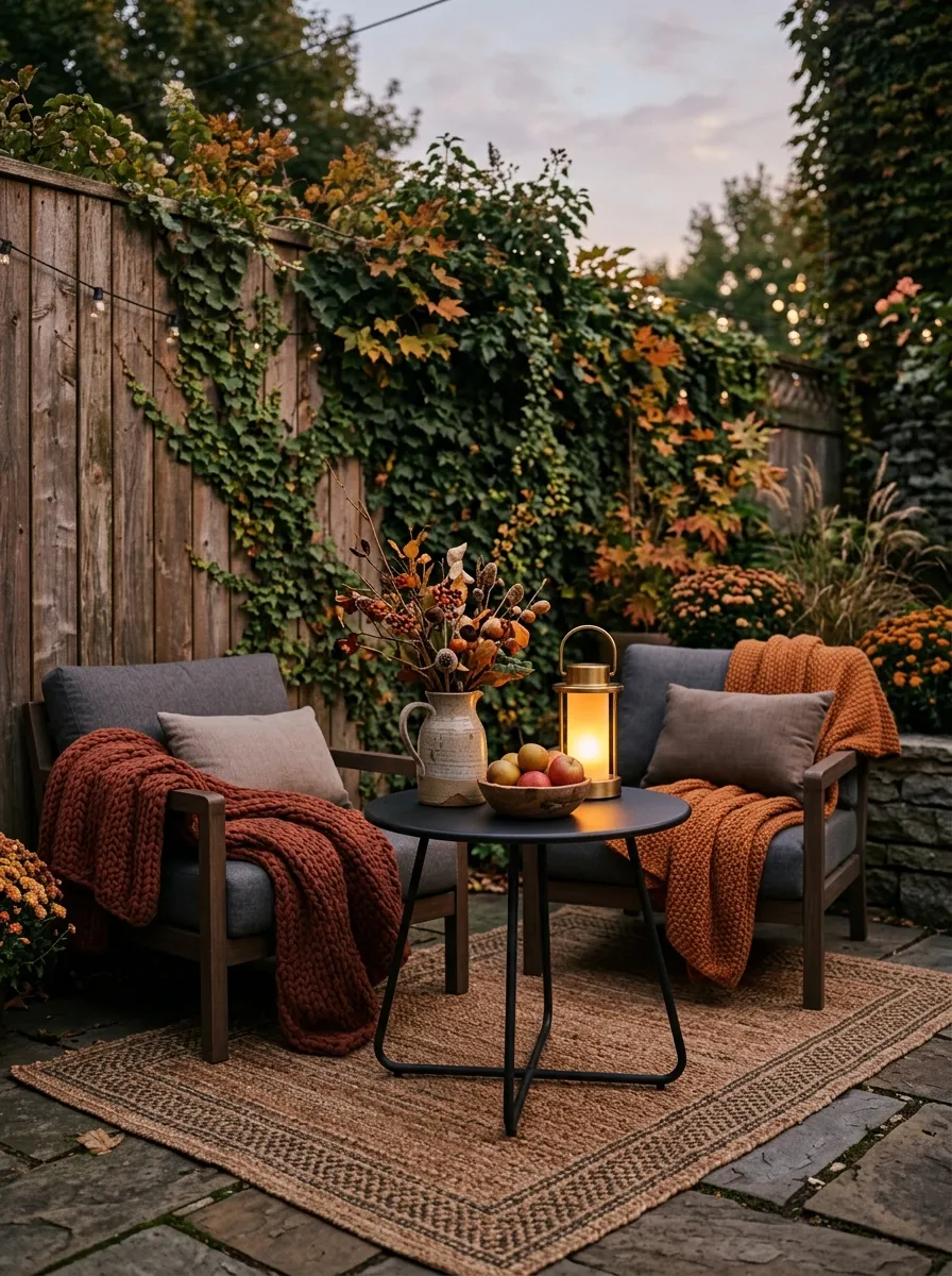 Create a Small Fall Dining Nook Even in a Tight Backyard