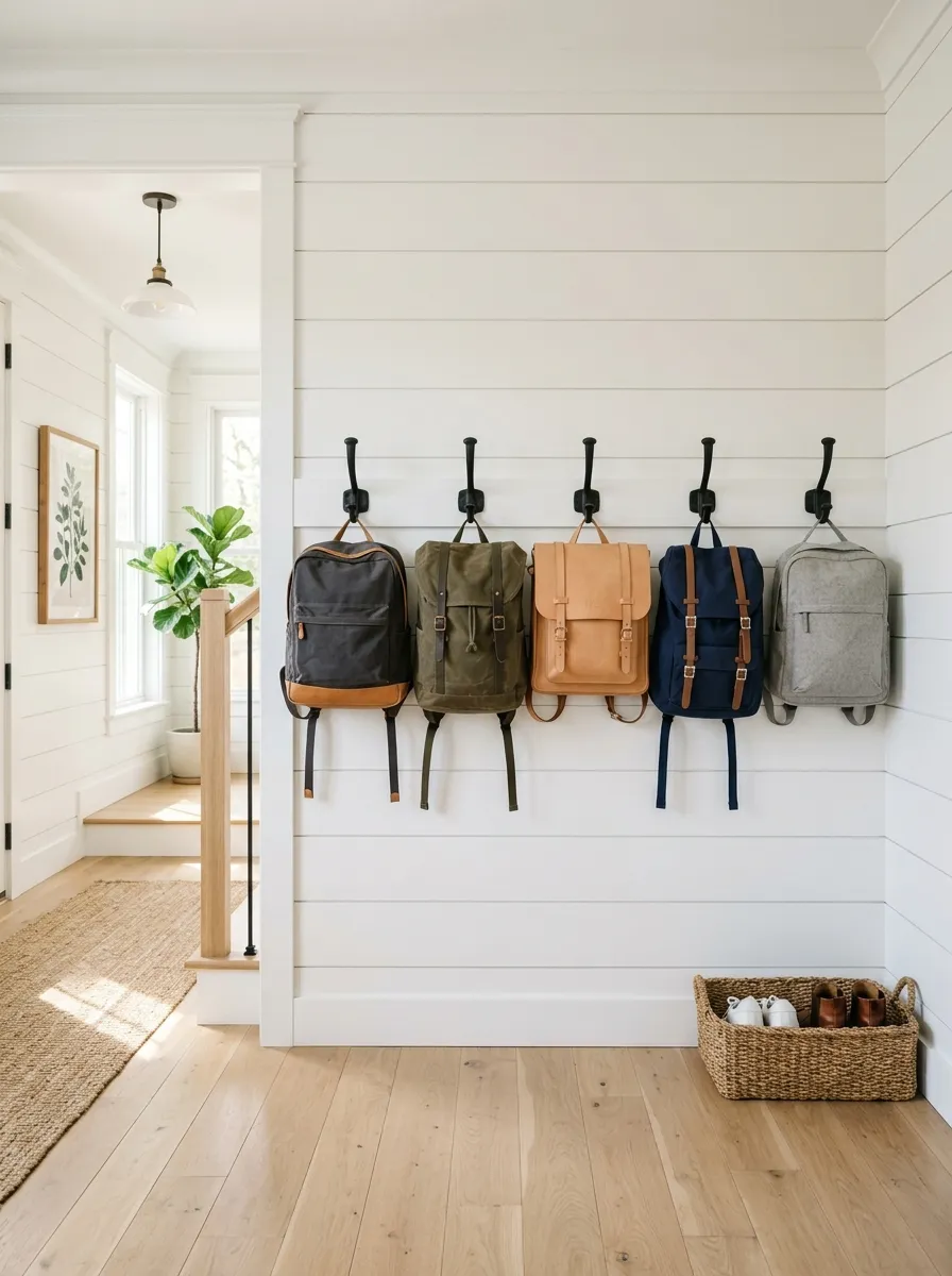 Create a Wall-Mounted Backpack Row With Individual Hooks
