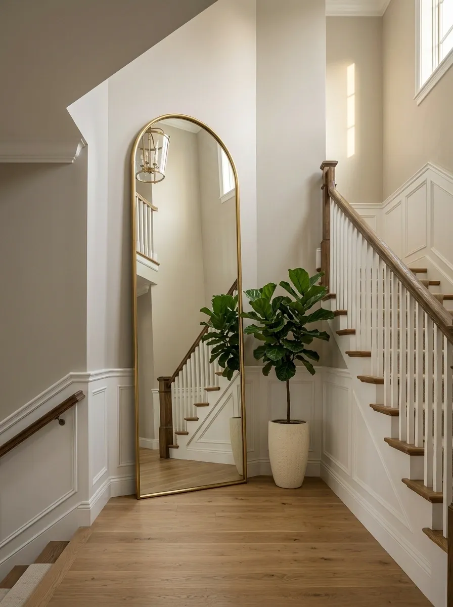 Decorate an Awkward Stairway Corner With a Tall Accent Piece