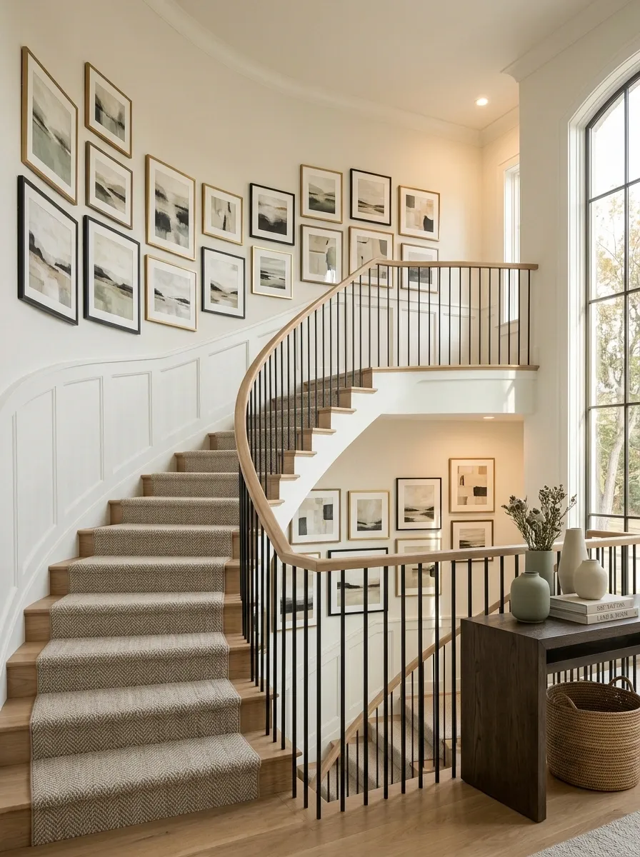 Decorate the Landing and Stair Wall as One Composition