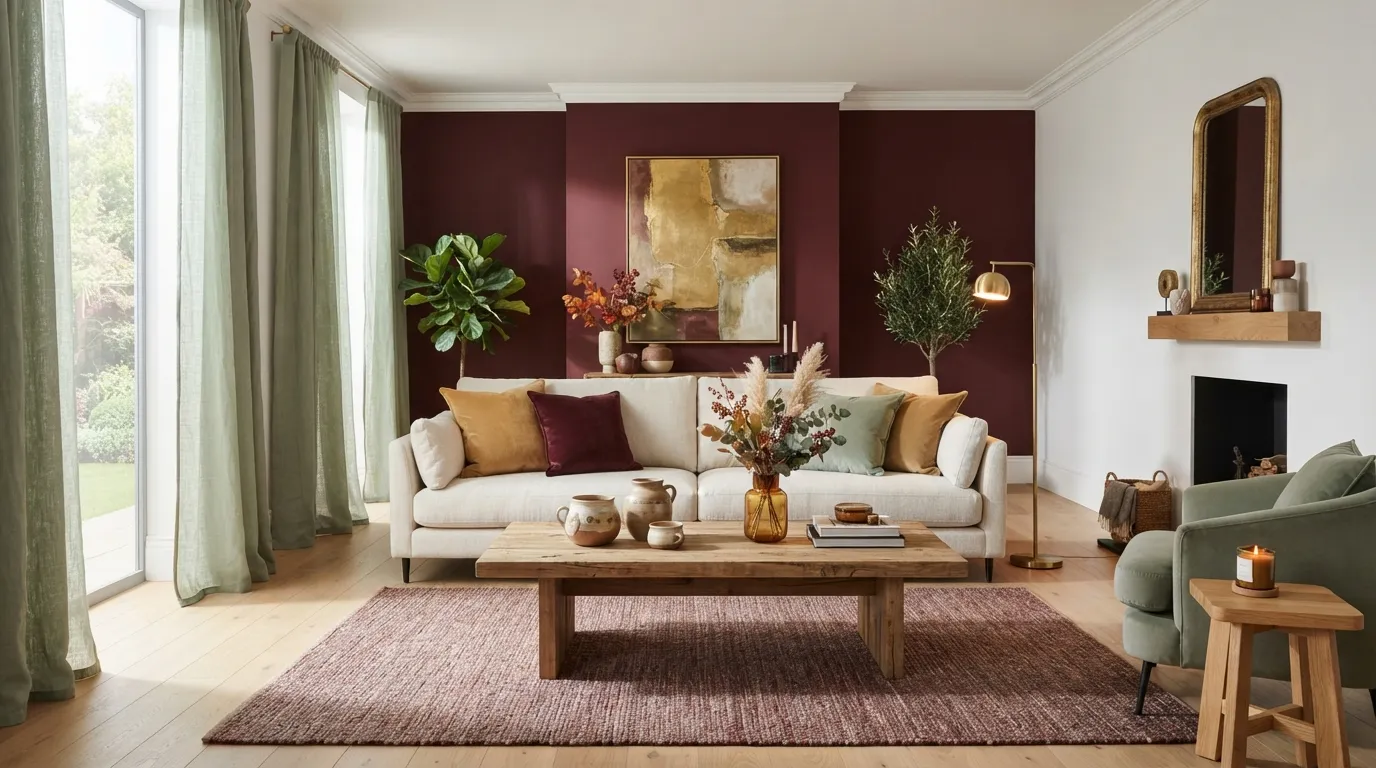 Deep Burgundy, Sage, and Honey Gold