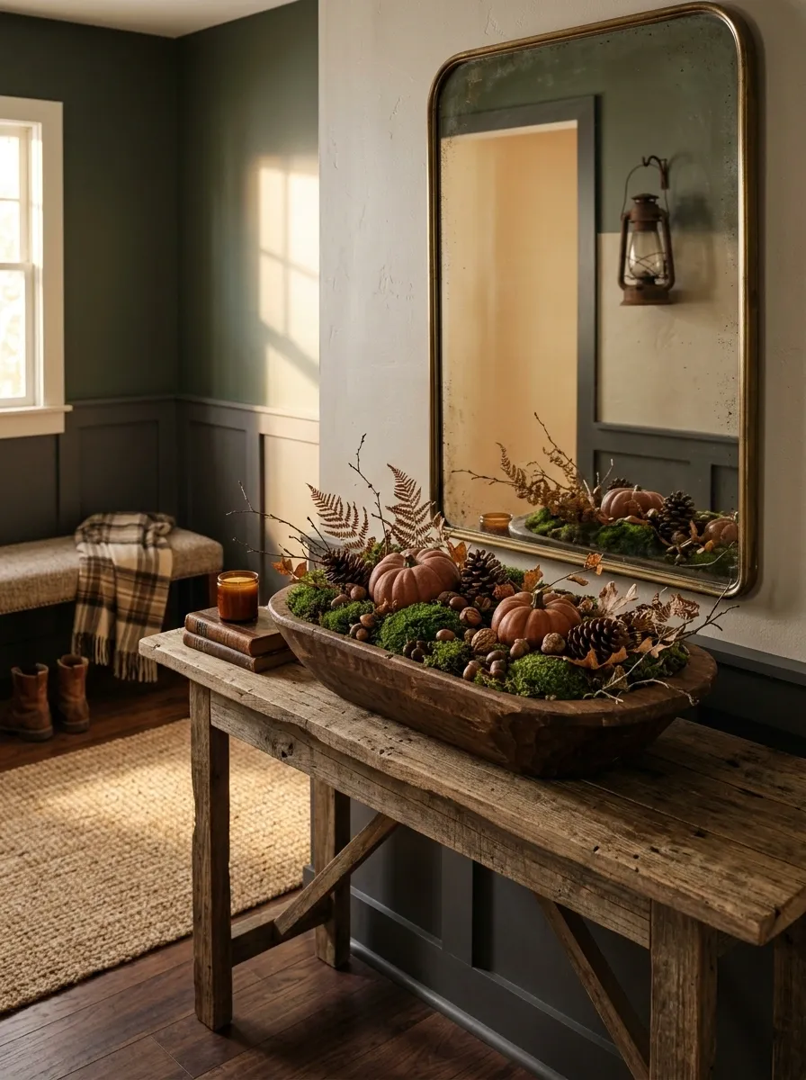 Deep Green and Burnt Orange Woodland Bowl