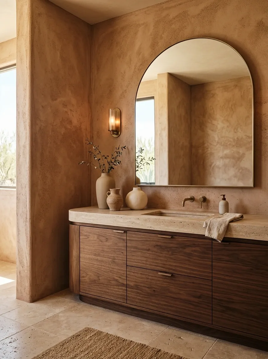 Desert-Inspired Bathroom With Clay Tones