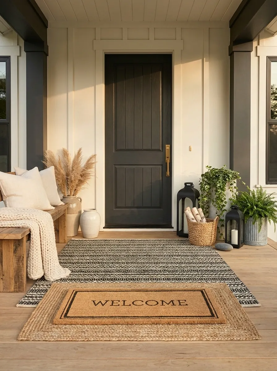 Ditch the Generic Welcome Mat for a Layered Rug Set