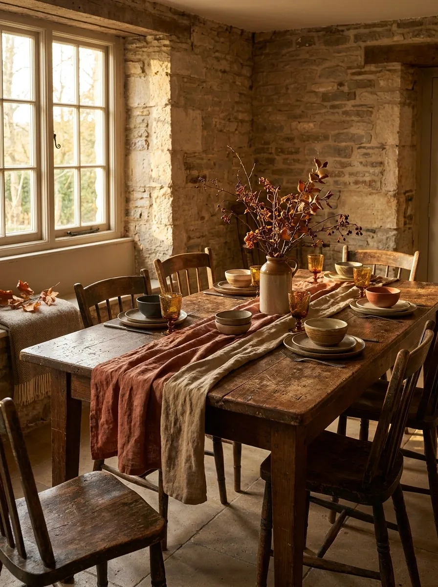 Drape a Faded Runner Across the Table Instead of Using a Full Cloth