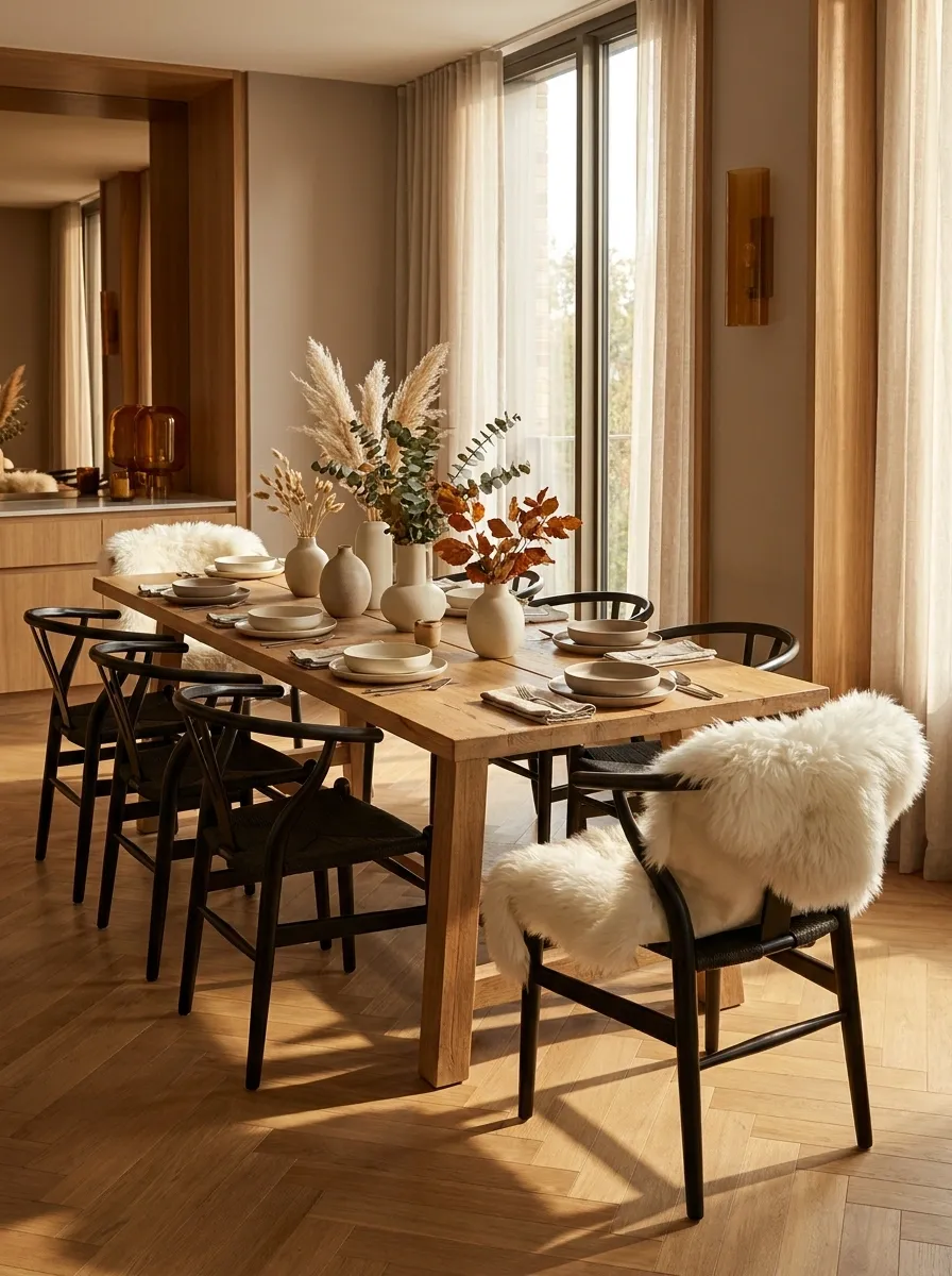 Drape Faux Fur Over Dining Chairs
