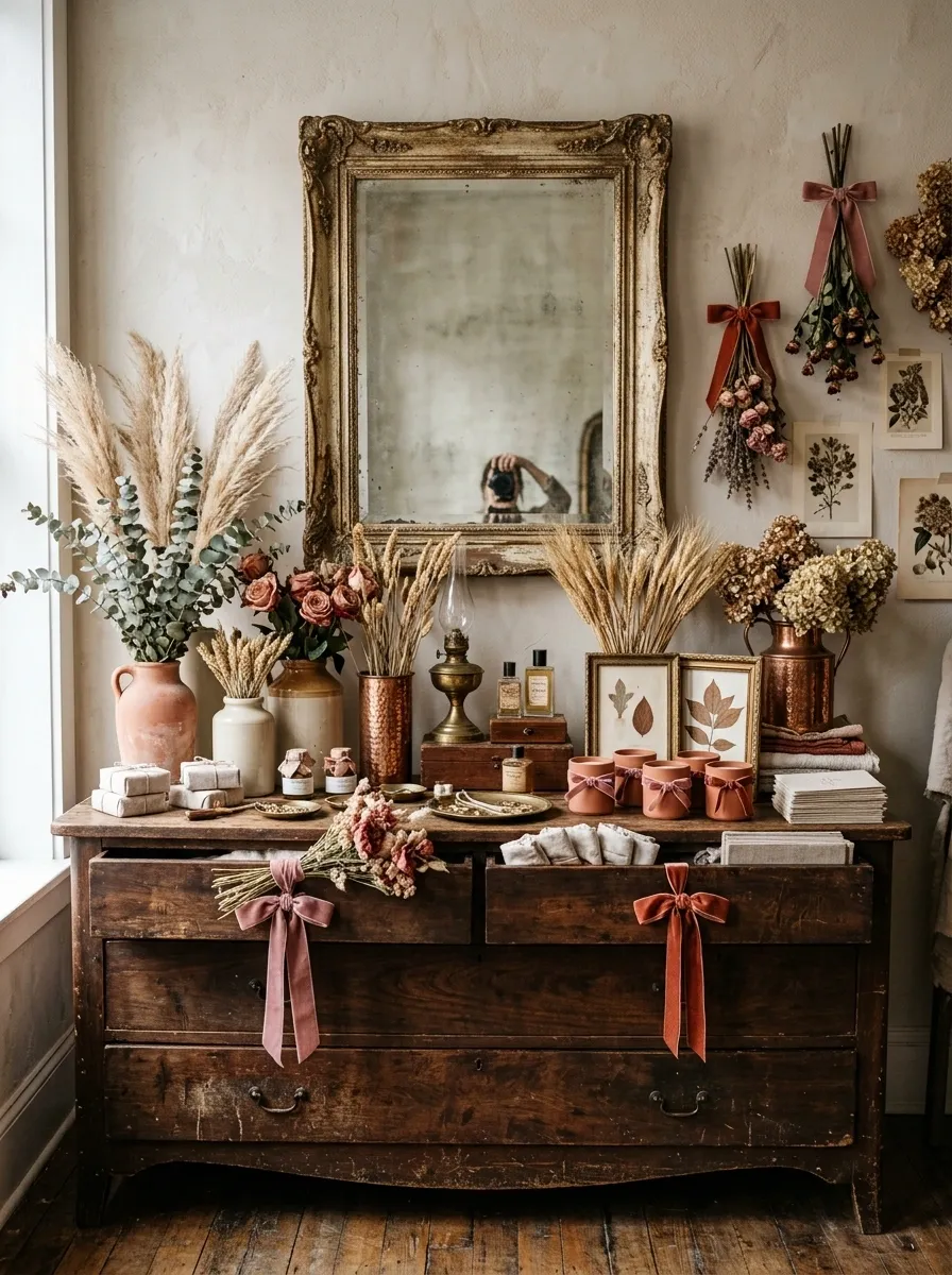 Dusty Rose and Copper Romantic Fall Booth