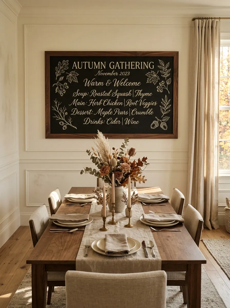 Elegant Neutral Fall Dining Chalkboard