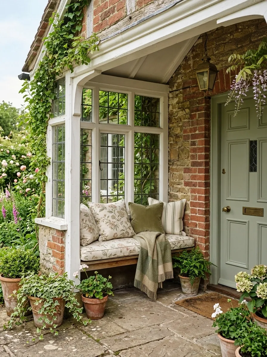 English Cottage Porch With Deep Window Seat
