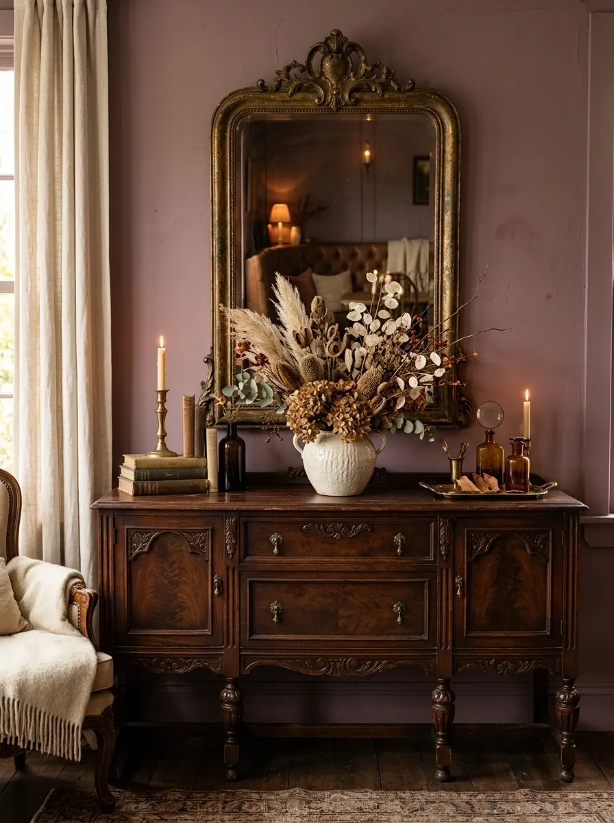 Faded Plum and Brass Autumn Parlour