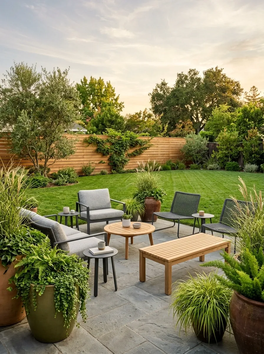 Family Backyard With Flexible Modular Seating