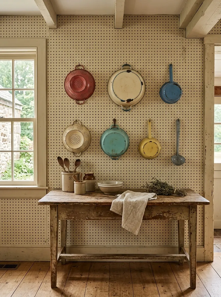 Farmhouse Enamelware Kitchen Wall